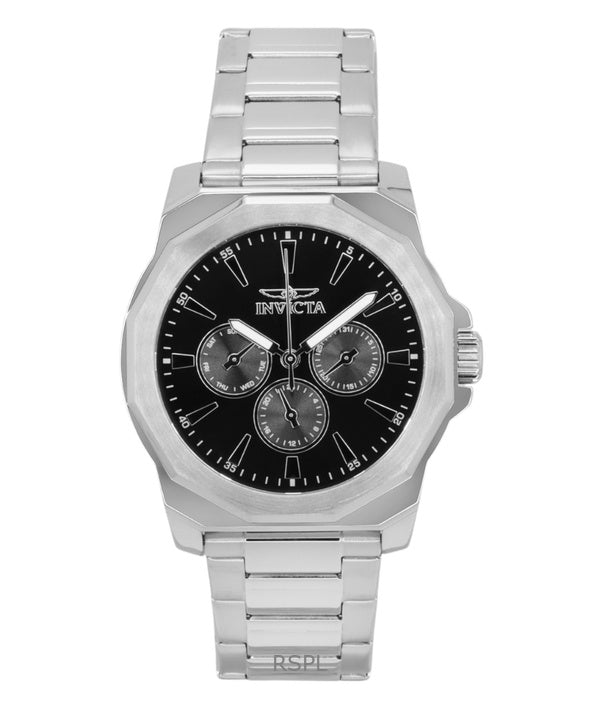Invicta Speedway rustfrit stål sort urskive kvarts 46842 herreur