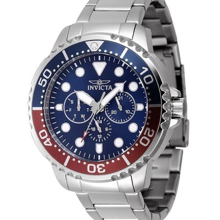 Invicta Pro Diver rustfrit stål blå og rød Pepsi Bezel Blue Dial Quartz 47227 herreur
