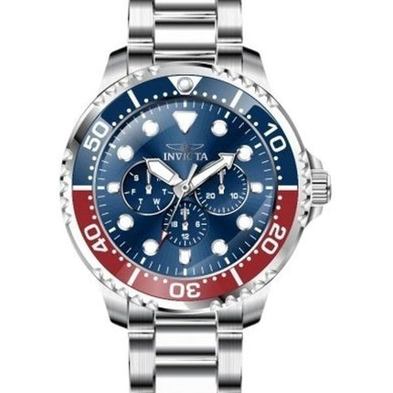Invicta Pro Diver rustfrit stål blå og rød Pepsi Bezel Blue Dial Quartz 47227 herreur