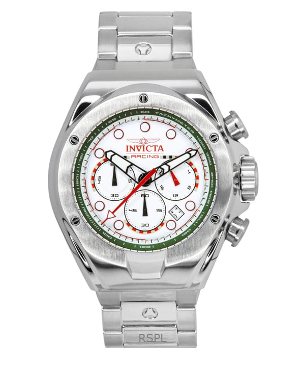 Invicta Racing Chronograph Rustfrit Stål Hvid Skive Quartz 47746 Herreur