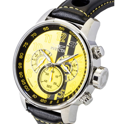 Invicta S1 Rally Chronograph GMT læderrem gul og sort urskive kvarts 48616 100M herreur