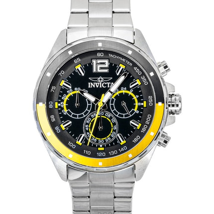 Invicta Speedway Chronograph GMT rustfrit stål sort urskive kvarts 49365 herreur