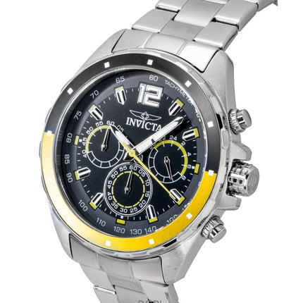 Invicta Speedway Chronograph GMT rustfrit stål sort urskive kvarts 49365 herreur