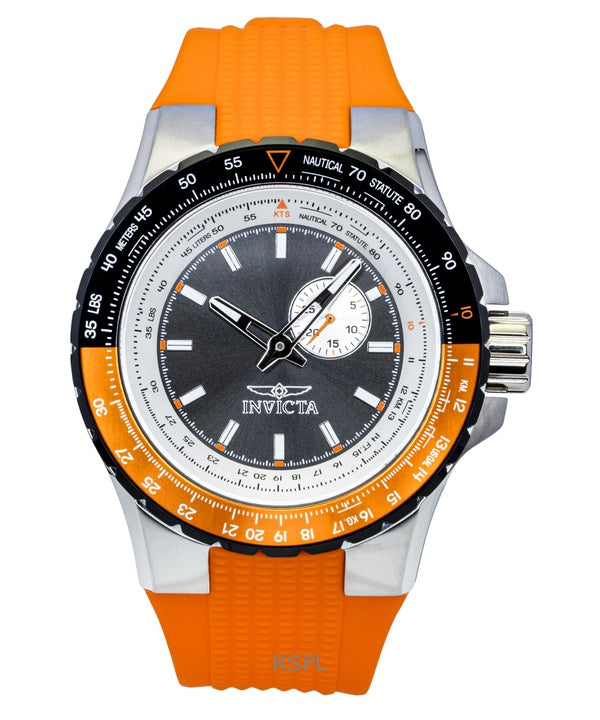 Invicta Aviator orange silikonerem med pistolskive og kvarts 49721 100M herreur