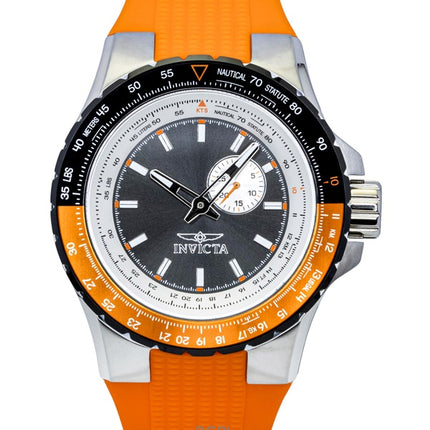 Invicta Aviator orange silikonerem med pistolskive og kvarts 49721 100M herreur