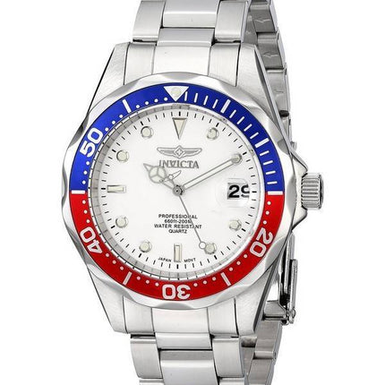 Invicta Pro dykkere 200M kvarts hvid skive INV8933/8933 Herreur