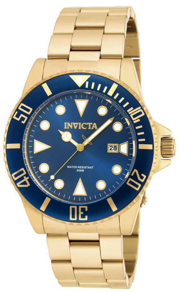 Invicta Pro Diver kvarts guld Tone 200M 90196 Herreur