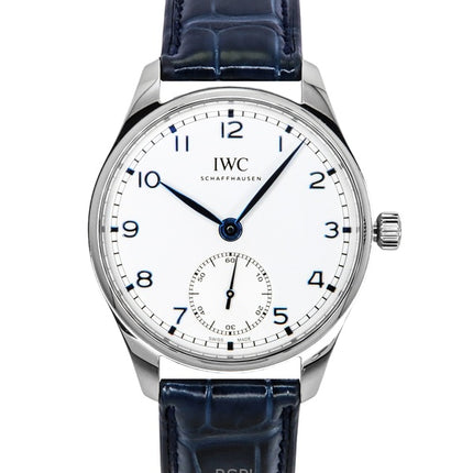 IWC Portugieser læderrem sølv urskive automatisk IW358304 herreur