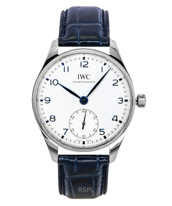 IWC Portugieser læderrem sølv urskive automatisk IW358304 herreur