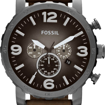 Fossile Nate Chronograph Quartz brun læder rem JR1424 Herreur