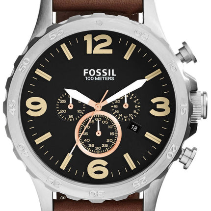 Fossile Nate Chronograph sort urskive JR1475 Herreur