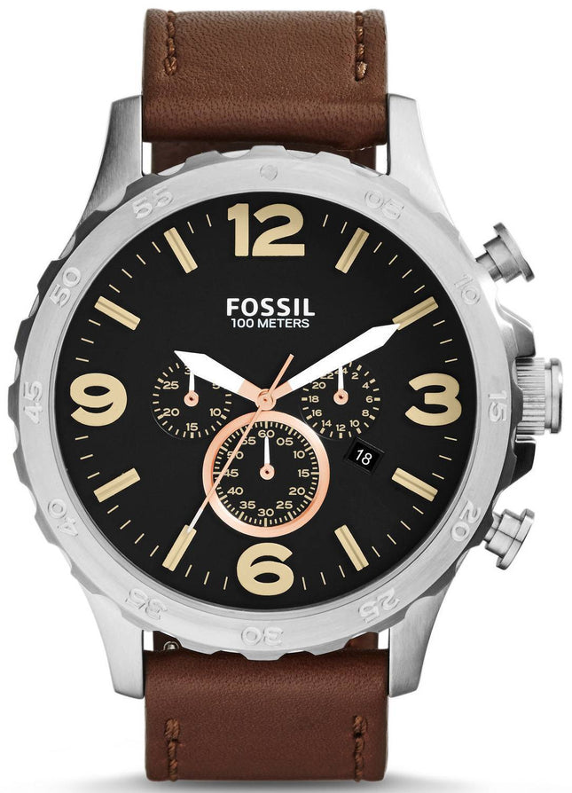 Fossile Nate Chronograph sort urskive JR1475 Herreur