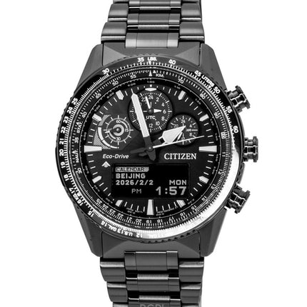 Citizen Promaster Skyhawk U830 Kronograf Sort Skive Eco-Drive Dykkerur JV2005-58E 200M Herreur