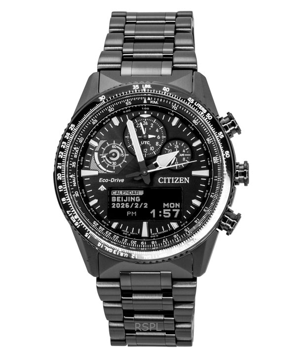 Citizen Promaster Skyhawk U830 Kronograf Sort Skive Eco-Drive Dykkerur JV2005-58E 200M Herreur
