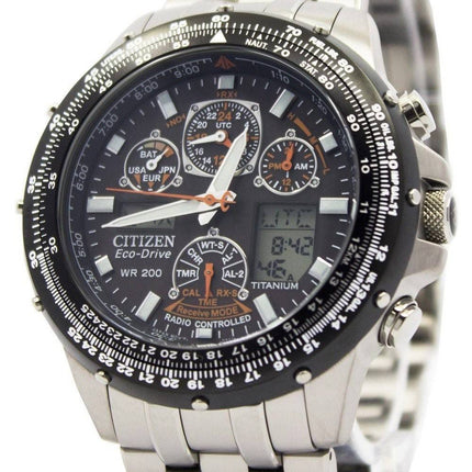 Borger Skyhawk Eco Drive Radio kontrolleret JY0010-50E JY0010 Promaster Titanium Herreur