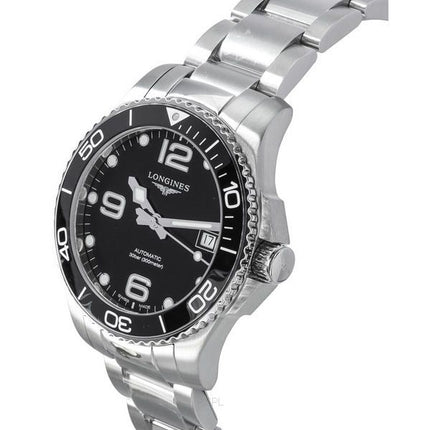 Longines HydroConquest rustfrit stål sort skive automatisk dykker L3.780.4.56.6 300M herreur