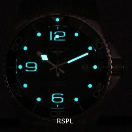 Longines HydroConquest matgrøn med Super-LumiNova skive automatisk dykker L3.781.4.06.6 300M herreur