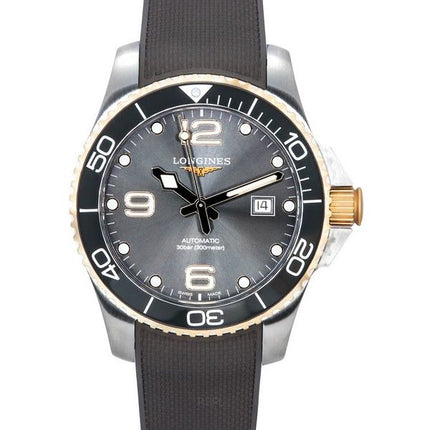 Longines HydroConquest gummirem Sunray Grey Dial Automatic Diver&#39,s L3.782.3.78.9 300M herreur