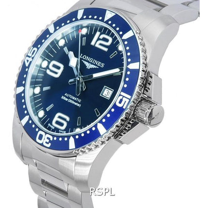 Longines HydroConquest Sunray Blue med Super-LumiNova skive automatisk dykker L3.841.4.96.6 300M herreur