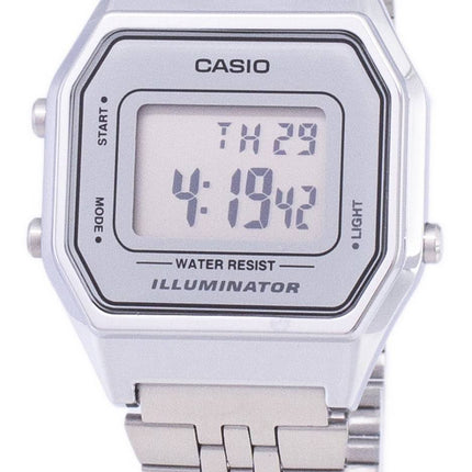 Casio Digital kvarts rustfrit stål Illuminator LA680WA-7DF LA680WA-7 kvinders ur