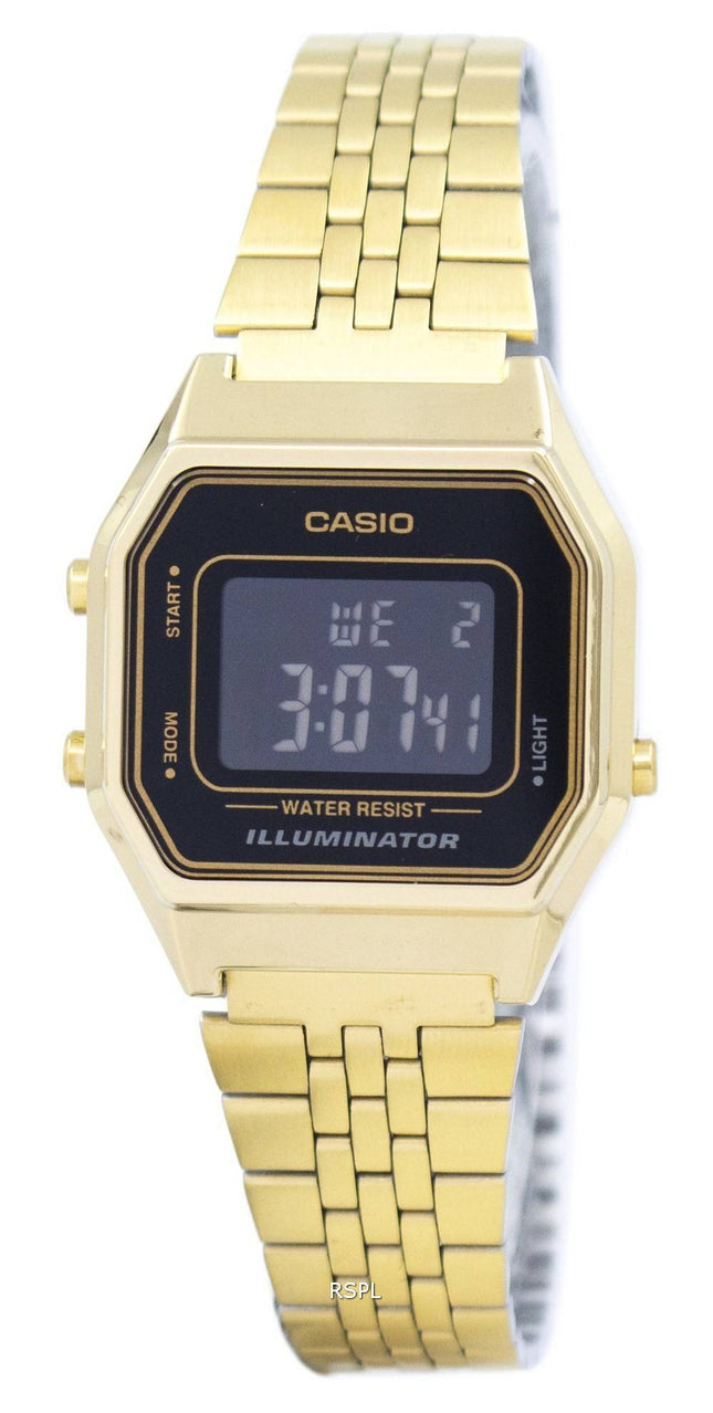 Casio Digital kvarts rustfrit stål Illuminator LA680WGA-1BDF LA680WGA-1B kvinders ur