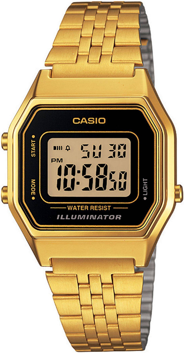 Casio Digital kvarts rustfrit stål Illuminator LA680WGA-1DF LA680WGA-1 kvinders ur