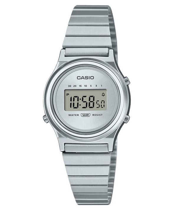 Casio Vintage Digital rustfrit stål sølvskive Quartz LA700WE-7A dameur