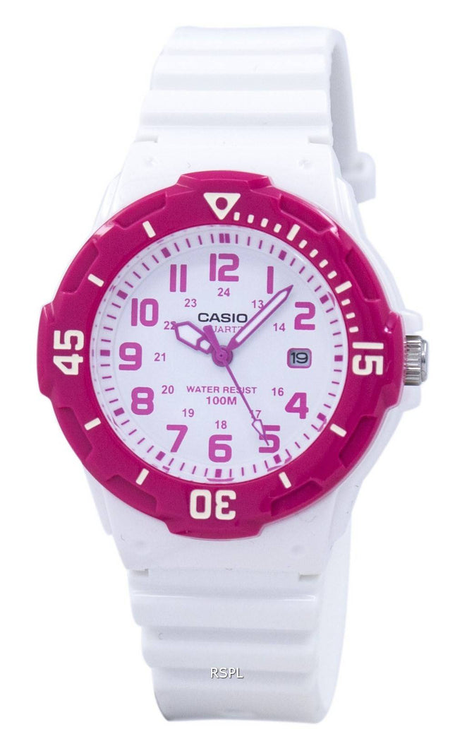 Casio Analog Hot Pink hvid skive LRW-200H-4BVDF LRW-200H-4BV kvinders ur