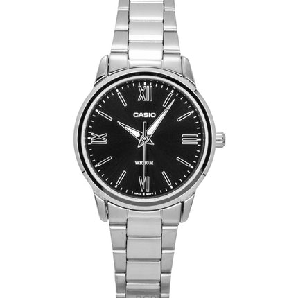 Casio analog rustfrit stål sort urskive kvarts LTP-1303DD-1AV dameur