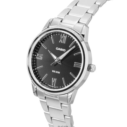 Casio analog rustfrit stål sort urskive kvarts LTP-1303DD-1AV dameur