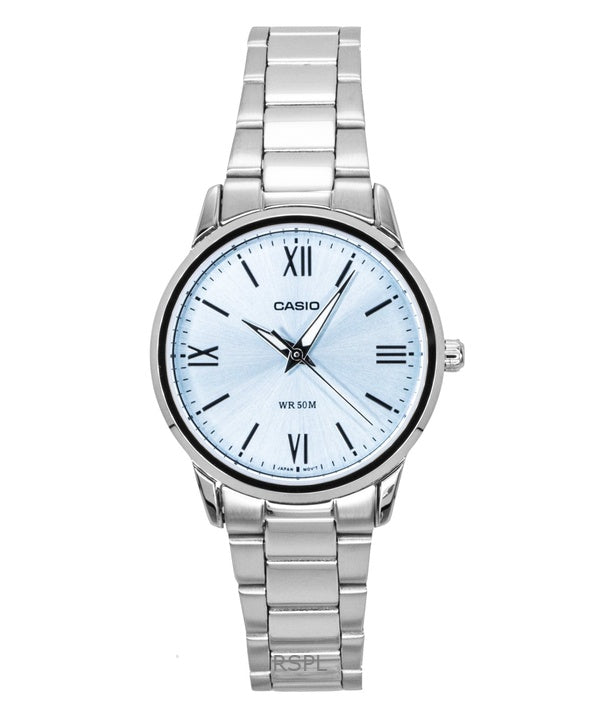 Casio analog rustfrit stål mintblå urskive kvarts LTP-1303DD-2AV dameur