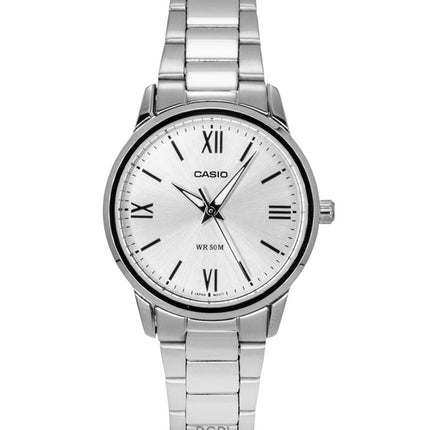 Casio analog rustfrit stål sølv urskive kvarts LTP-1303DD-7AV dameur