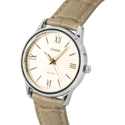 Casio analog læderrem guld urskive kvarts LTP-1303LL-7AV dameur