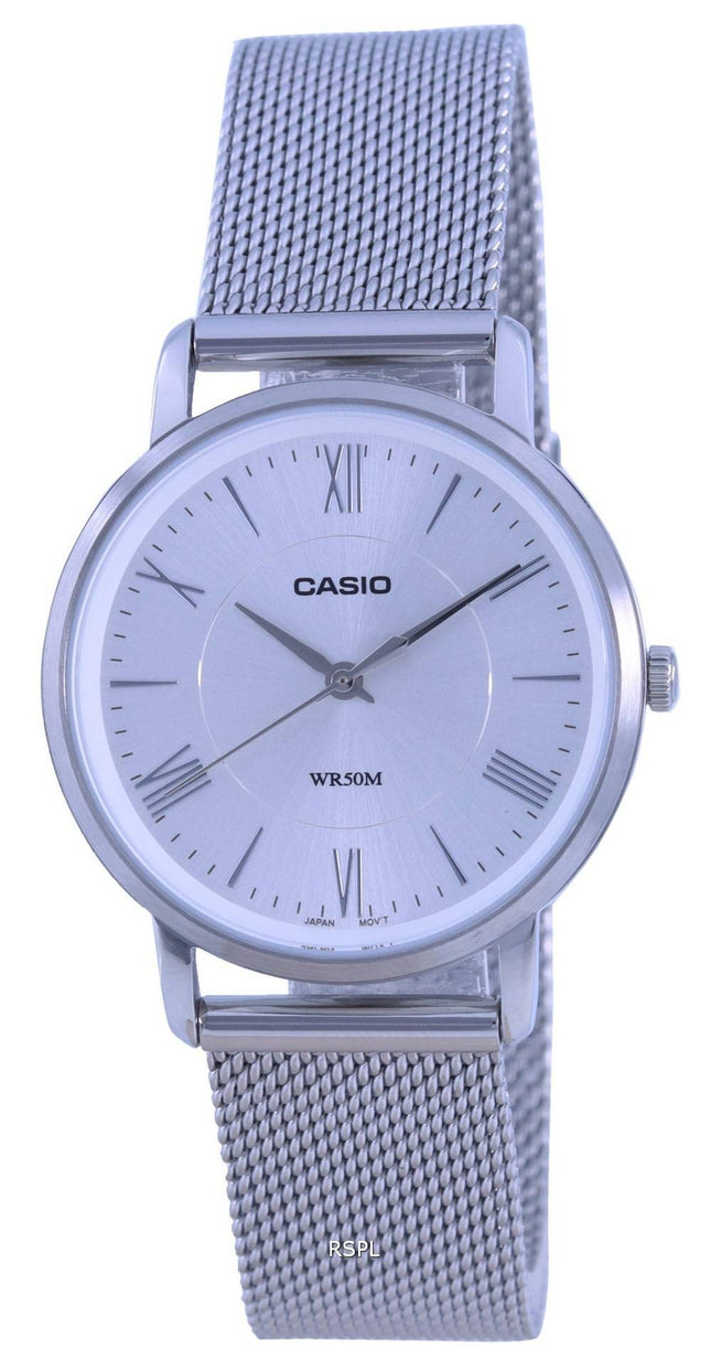 Casio Analog SÃ¸lv Urskive Rustfrit StÃ¥l Kvarts LTP-B110M-7A LTPB110M-7 Dameur