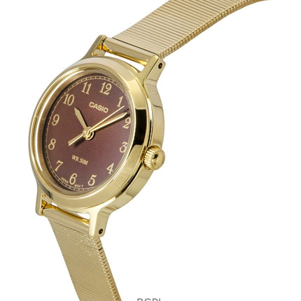 Casio Standard Analog Guld Tone Rustfrit Stål Brun Urskive Quartz LTP-B170G-5BV Dameur