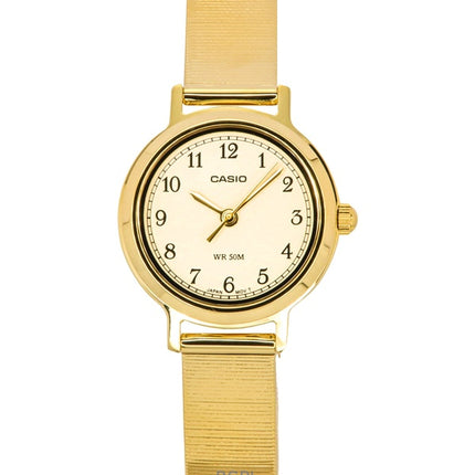 Casio Standard Analog Gold Tone Rustfrit Stål Creme Urskive Quartz LTP-B170G-9BV Dameur
