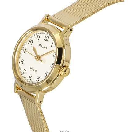 Casio Standard Analog Gold Tone Rustfrit Stål Creme Urskive Quartz LTP-B170G-9BV Dameur