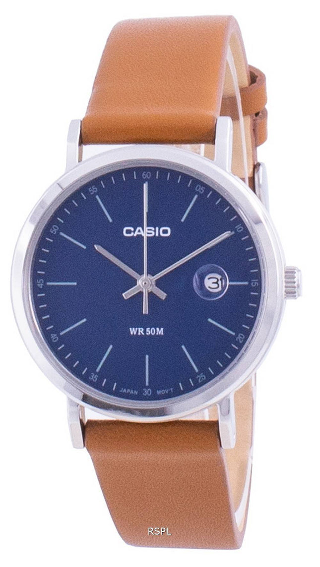 Casio Analog blå urskive læderrem LTP-E175L-2E LTPE175L-2 Dameur