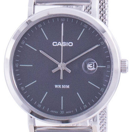 Casio Analog Schwarz Zifferblatt Edelstahl LTP-E175M-1E LTPE175M-1 Damenuhr