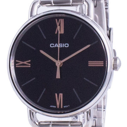 Casio sort urskive rustfrit stål kvarts LTP-E414D-1A LTPE414D-1A dameur
