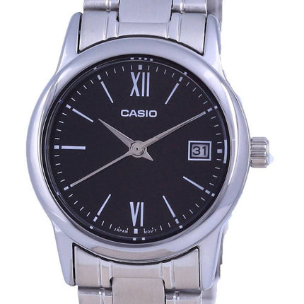 Casio Sort urskive Rustfrit stÃ¥l Analog kvarts LTP-V002D-1B3 LTPV002D-1 Dameur