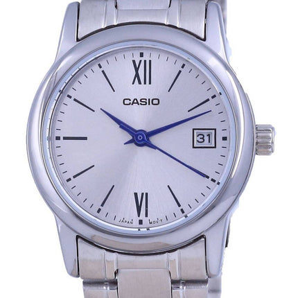 Casio SÃ¸lv urskive Rustfrit stÃ¥l Analog kvarts LTP-V002D-7B3 LTPV002D-7 Dameur