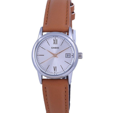 Casio SÃ¸lv urskive Rustfrit stÃ¥l Analog kvarts LTP-V002L-7B3 LTPV002L-7 Dameur