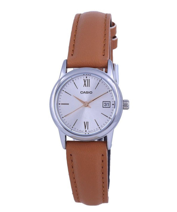 Casio SÃ¸lv urskive Rustfrit stÃ¥l Analog kvarts LTP-V002L-7B3 LTPV002L-7 Dameur