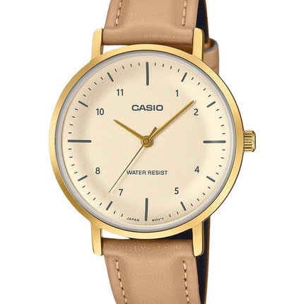 Casio Standard Analog Læderrem Salmon Dial Quartz LTP-VT03GL-4B Dameur