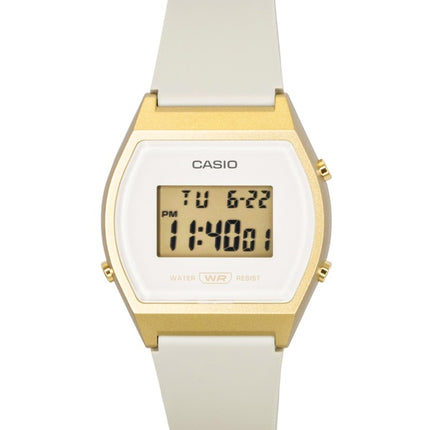 Casio digital harpiksrem cremefarvet urskive kvarts LW-204-9A unisexur