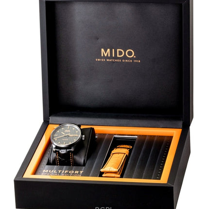 Mido Multifort Special Edition læderrem sort urskive automatisk M005.430.36.051.80 100M herreur med ekstra rem