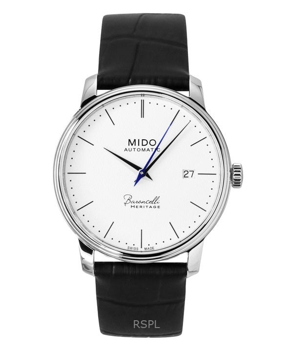 Mido Baroncelli Heritage læderrem hvid urskive automatisk M027.407.16.010.00 herreur