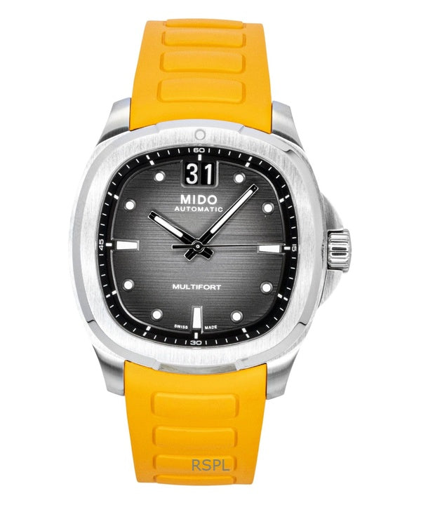 Mido Multifort TV Big Date gummirem grå urskive automatisk M049.526.17.081.00 100M herreur