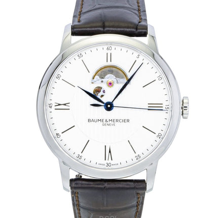 Baume &amp; Mercier Classima læderrem åben hjerte sølv urskive automatisk M0A10524 herreur